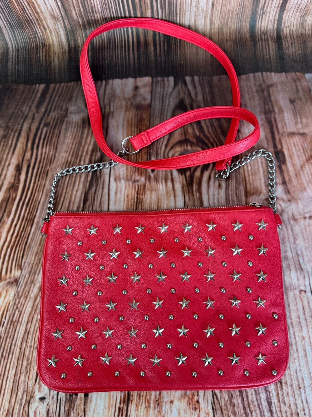 Express Star Studded Red Bag